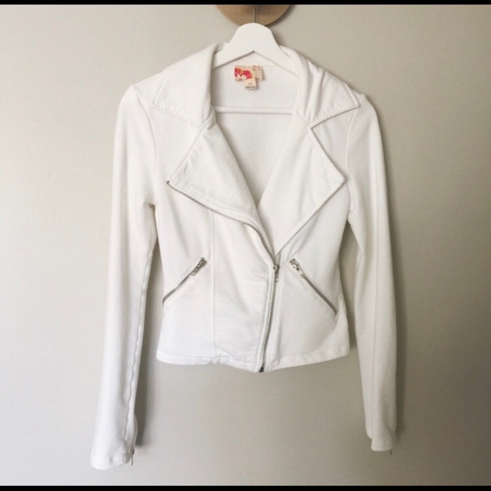 White Knit Moto Jacket